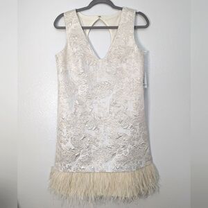 NWT Vintage Nicole Miller Brocade & Feather Dress